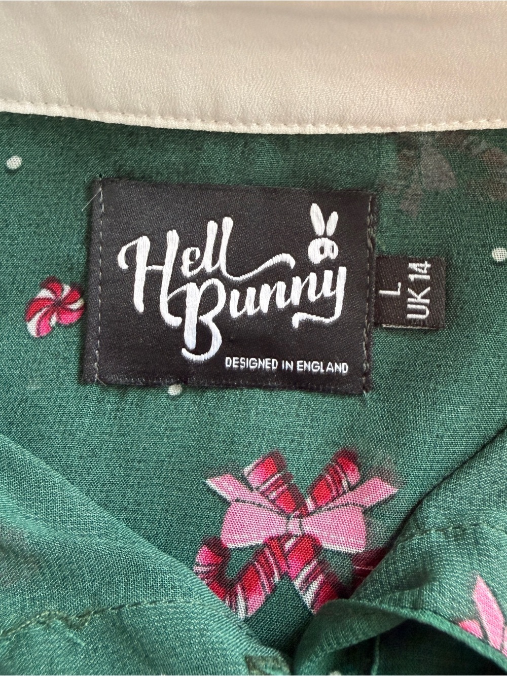 Hell Bunny Beth Candy Cane Christmas Blouse L - Picture 7 of 11